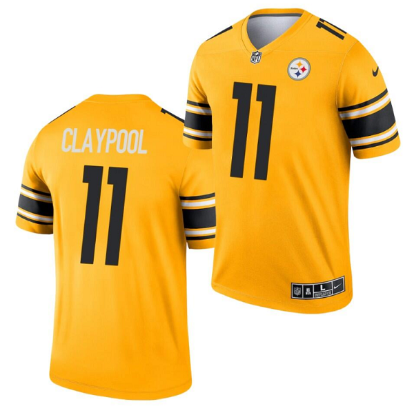 Men's Pittsburgh Steelers #11 Chase Claypool 2021 Gold Inverted Legend Stitched Jersey Men's Pittsburgh Steelers #11 Chase Claypool 2021 Gold Inverted Legend Stitched Jersey